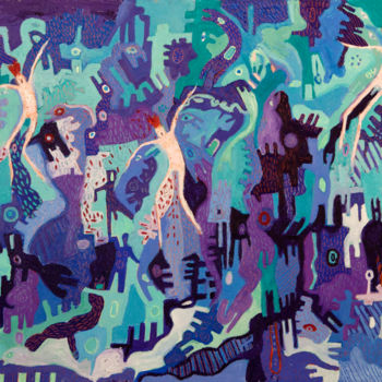 Картина под названием "Sky Dancers and Pai…" - Sue Bartfield, Подлинное произведение искусства, Масло