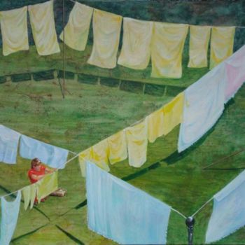 Painting titled "Laundry" by Suefurrow, Original Artwork