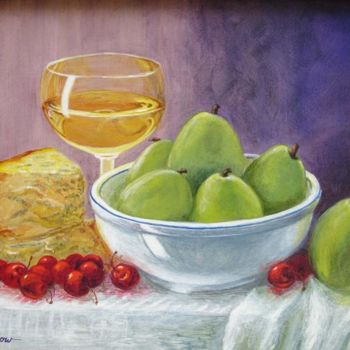 Painting titled "Blue Cheese & Pears" by Suefurrow, Original Artwork