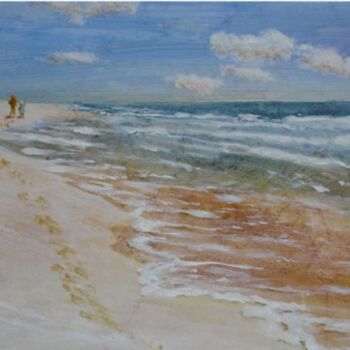 Pintura titulada "Beach Tracks" por Suefurrow, Obra de arte original