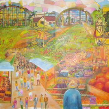 Pintura intitulada "Mercado Municipal" por Sueli Costa, Obras de arte originais, Outro