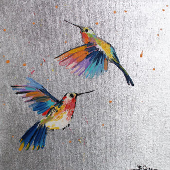 Schilderij getiteld "Hummingbird Woodnym…" door Viktoria Sukhanova, Origineel Kunstwerk, Olie