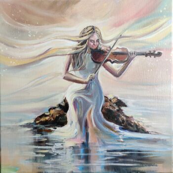 Painting titled "Song of my soul." by Sulamita, Original Artwork, Oil Mounted on Wood Stretcher frame