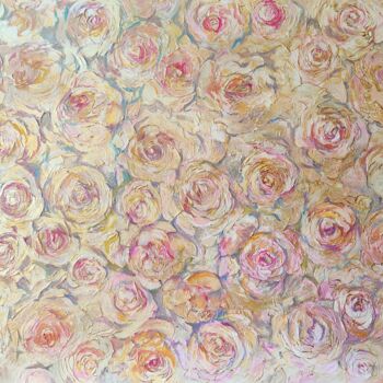 Painting titled "Roses 101" by Sulamita, Original Artwork, Oil Mounted on Wood Stretcher frame