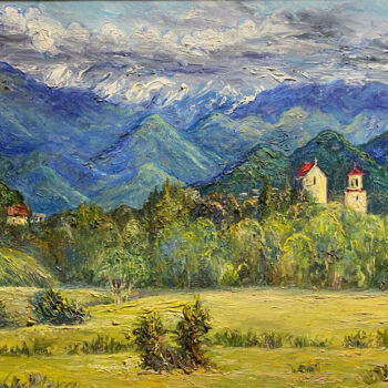 제목이 "scenery 2"인 미술작품 Suleiman Valetov로, 원작, 기름 나무 들것 프레임에 장착됨