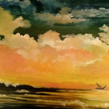 Картина под названием "Sunset-at-sea.jpg" - Suleiman, Подлинное произведение искусства, Масло