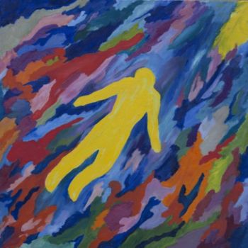 Pittura intitolato "Летящий желтый чело…" da Irina Kazanskaya, Opera d'arte originale, Altro
