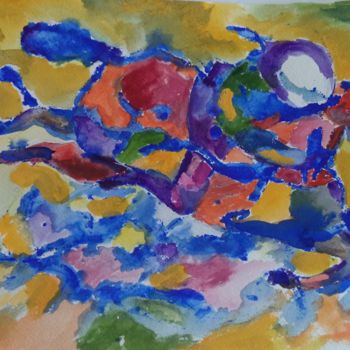 Peinture intitulée "A horseman. Всадник" par Irina Kazanskaya, Œuvre d'art originale, Gouache