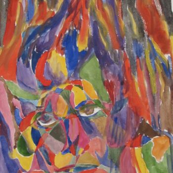 Painting titled "Лик. A face" by Irina Kazanskaya, Original Artwork, Gouache