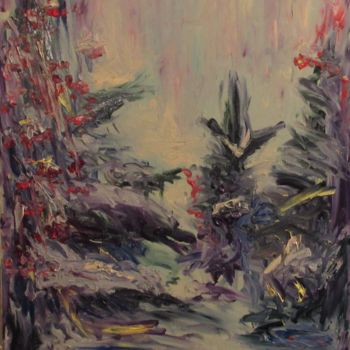 Pintura titulada "елки и рябина" por Irina Kazanskaya, Obra de arte original, Oleo