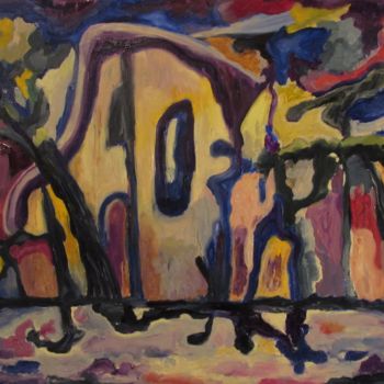 Pintura intitulada "дом ночью" por Irina Kazanskaya, Obras de arte originais, Óleo