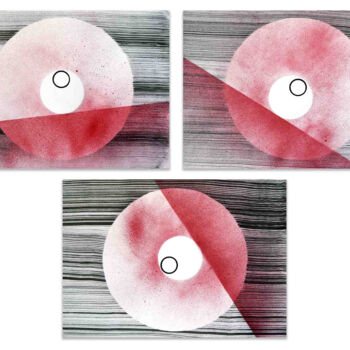 Рисунок под названием "Triptych Compositio…" - Sumit Ratta, Подлинное произведение искусства, Чернила