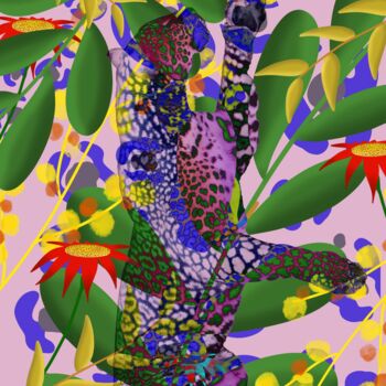 Digital Arts titled "Pink safari" by Sumit Ratta, Original Artwork, Digital Painting