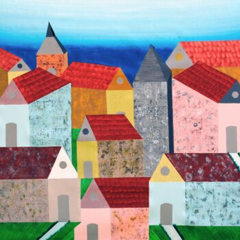 Painting titled "Village in tuscany" by Sumit Ratta, Original Artwork, Acrylic