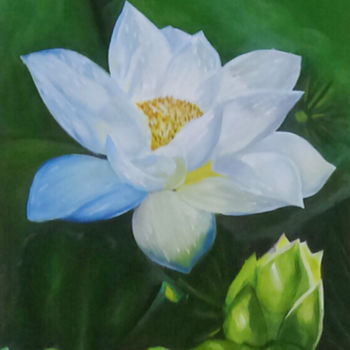 Pittura intitolato "lotus" da Sumithran, Opera d'arte originale, Olio