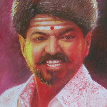 Painting titled "Tamil-Sini-Actor Vi…" by Sumithran, Original Artwork, Oil