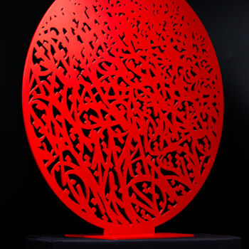Sculpture titled "Red Planosfear" by Sun7, Original Artwork, Stainless Steel