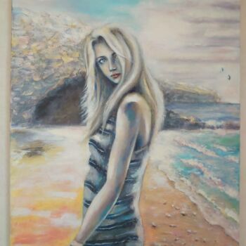 Pintura titulada "Beach." por Sunao F, Obra de arte original, Oleo