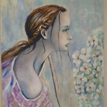 Painting titled "Sideface" by Sunao F, Original Artwork, Oil Mounted on Wood Stretcher frame