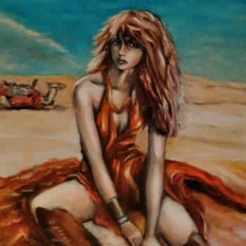 Pintura titulada "Woman of desert" por Sunao F, Obra de arte original, Oleo