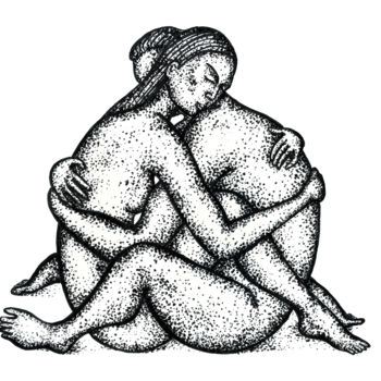 Malerei mit dem Titel "Lovers Woman man nu…" von Natalja Picugina, Original-Kunstwerk, Tinte