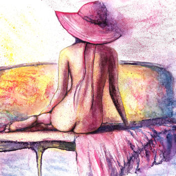 Painting titled "Erotic woman origin…" by Natalja Picugina, Original Artwork, Watercolor