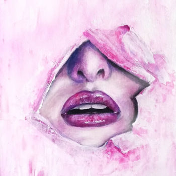 Malerei mit dem Titel "Woman portrait. Emo…" von Natalja Picugina, Original-Kunstwerk, Acryl