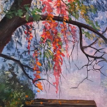 Peinture intitulée "River Autumn oil mi…" par Natalja Picugina, Œuvre d'art originale, Huile