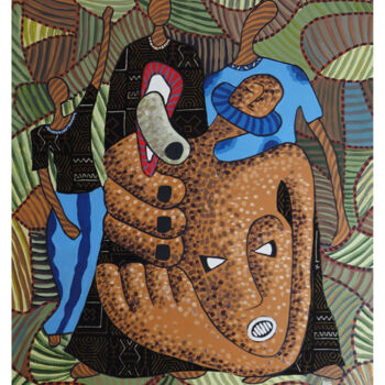 Peinture intitulée "“Le Pouce de la fam…" par Suncréa, Œuvre d'art originale, Acrylique Monté sur Châssis en bois
