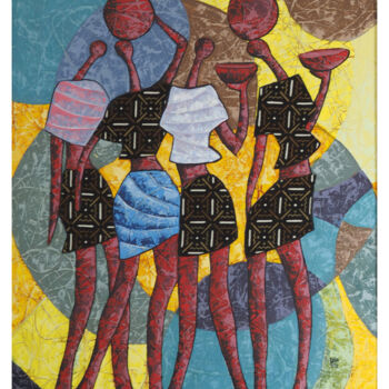 Peinture intitulée "“Corvée d’eau”" par Suncréa, Œuvre d'art originale, Acrylique Monté sur Châssis en bois