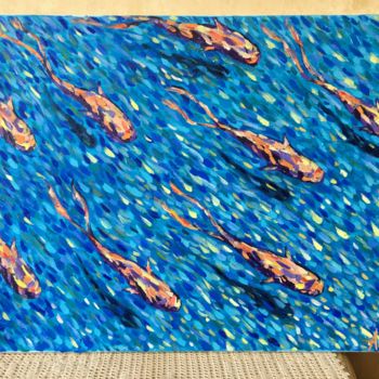 Картина под названием ""Золотые рыбки.Тече…" - Анастасия Кузнецова, Подлинное произведение искусства, Масло