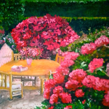 Schilderij getiteld "Happy Garden home" door Sunshine Amos, Origineel Kunstwerk, Acryl