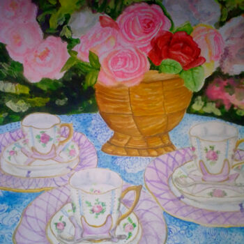 Pintura intitulada "Garden In A Vase No…" por Sunshine Amos, Obras de arte originais, Aquarela