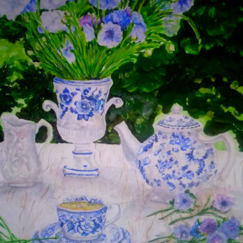 Pittura intitolato "Garden In A Vase Nu…" da Sunshine Amos, Opera d'arte originale, Acquarello