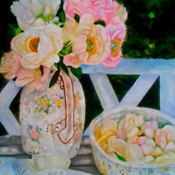「Garden In A Vase 2」というタイトルの絵画 Sunshine Amosによって, オリジナルのアートワーク, 水彩画