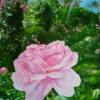Peinture intitulée "Flower House 2" par Sunshine Amos, Œuvre d'art originale, Aquarelle