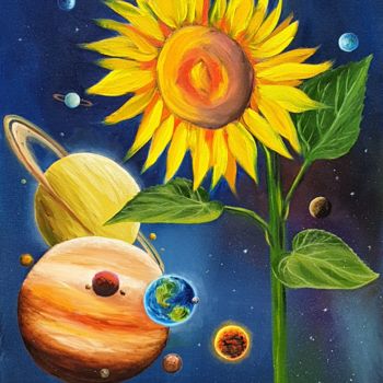 Картина под названием "Sun-flower system" - Suntola, Подлинное произведение искусства, Масло