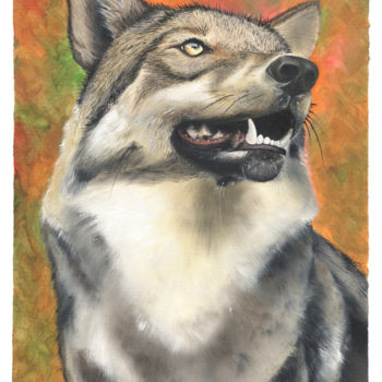 Painting titled "Wolf" by Suntola, Original Artwork, Oil