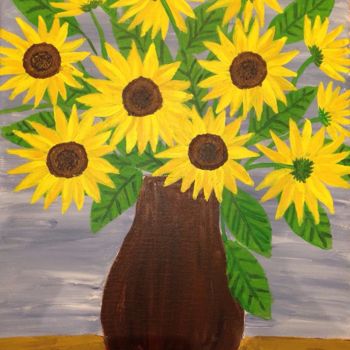 Schilderij getiteld "Tournesol dans un v…" door Sunwoo Ji, Origineel Kunstwerk, Acryl