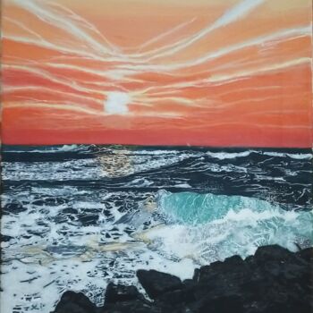 Peinture intitulée "Coucher de soleil d…" par Sunwoo Ji, Œuvre d'art originale, Acrylique