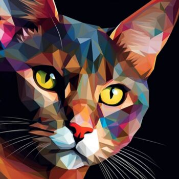 Arts numériques intitulée "LEON CAT" par Suny, Œuvre d'art originale, Travail numérique 2D