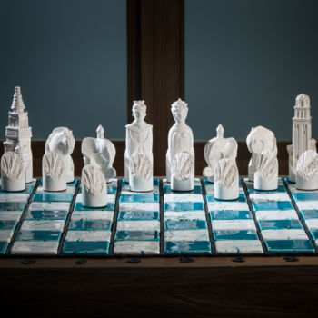 Escultura intitulada "Керамические шахмат…" por Inna Engalycheva, Obras de arte originais, Metais
