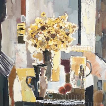 Painting titled "Abstract Still Life…" by Super Tangerine, Original Artwork, Oil
