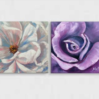 Painting titled "Diptych "Spring and…" by Marina Orlova-Shaiupova, Original Artwork, Oil Mounted on Wood Stretcher frame