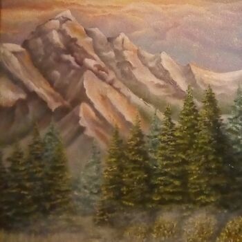 Картина под названием "Закат в горах" - Ирина Васильева, Подлинное произведение искусства, Масло