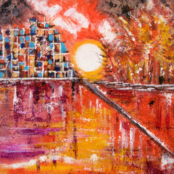 Painting titled "Sunset I" by Artist Supreetha, Original Artwork, Acrylic