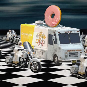 Collages intitulée "Donuts Pope tribute…" par Supreme Goonz, Œuvre d'art originale, Photographie manipulée