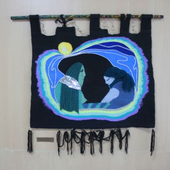 "Желтая луна" başlıklı Tekstil Sanatı Виктория Миронова tarafından, Orijinal sanat, Ev dekoru