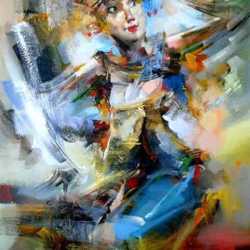 Schilderij getiteld "Balinese Dance #2" door Suratno, Origineel Kunstwerk, Acryl