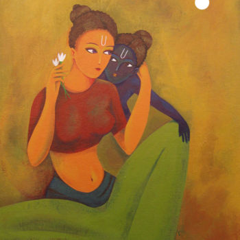 Peinture intitulée "Mother and child 03" par Surekha Bharne, Œuvre d'art originale, Acrylique Monté sur Carton